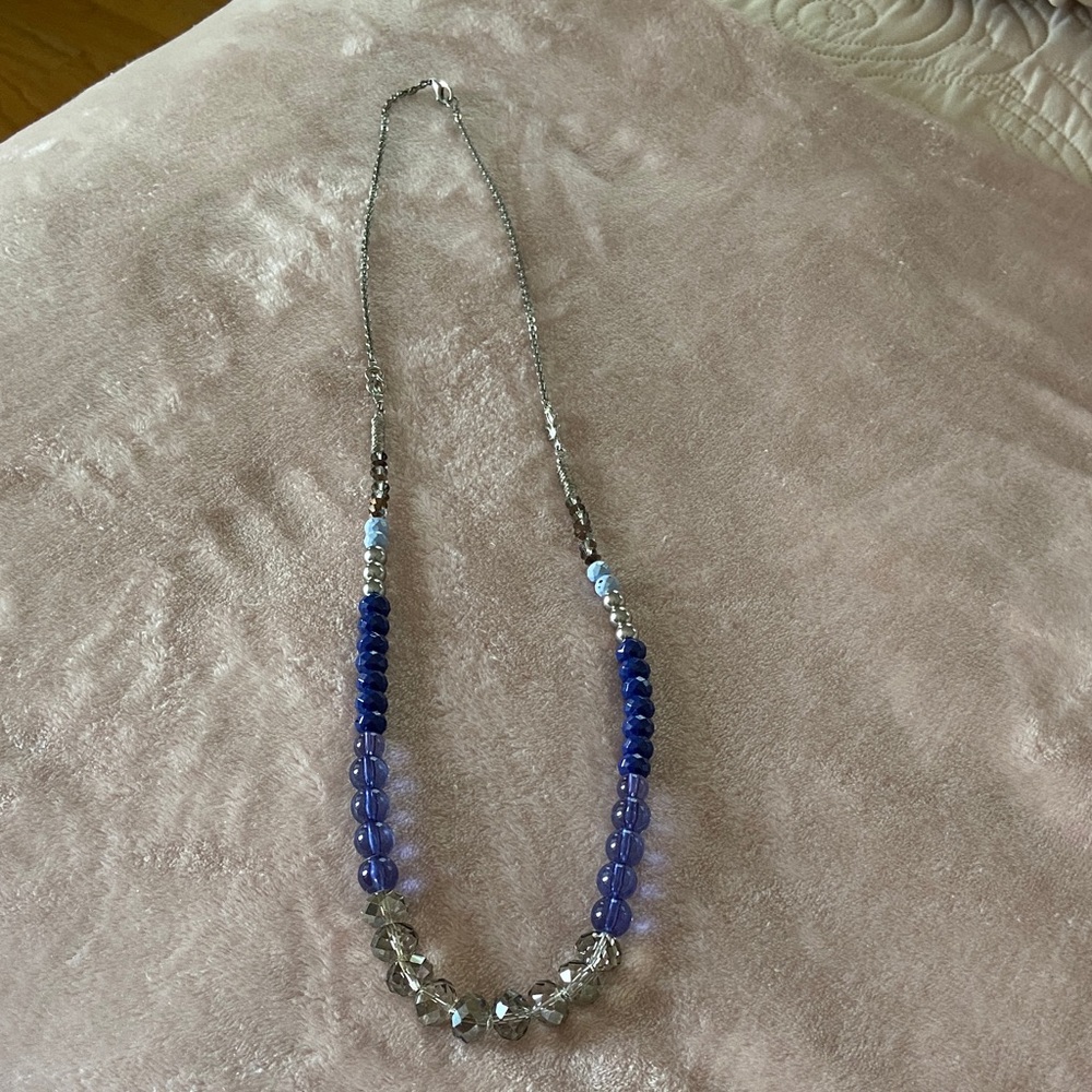 LOFT Blue and Silver Beaded Necklace